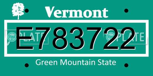 E783722 Vermont License Plate