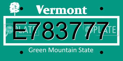E783777 Vermont License Plate