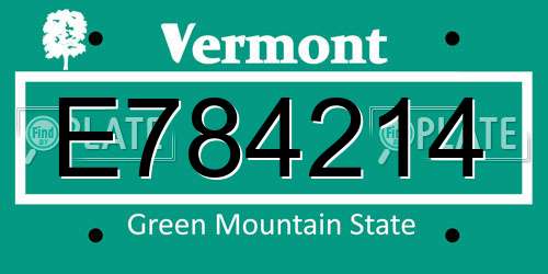 E784214 Vermont License Plate