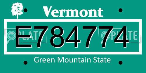 E784774 Vermont License Plate