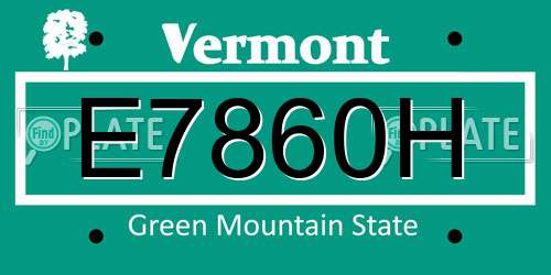 E7860H Vermont License Plate