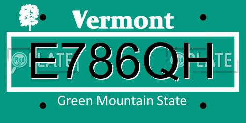 E786QH Vermont License Plate