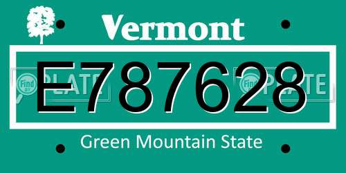 E787628 Vermont License Plate