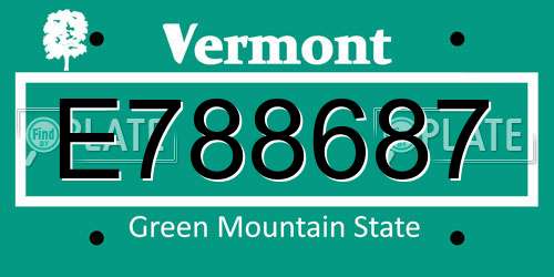 E788687 Vermont License Plate