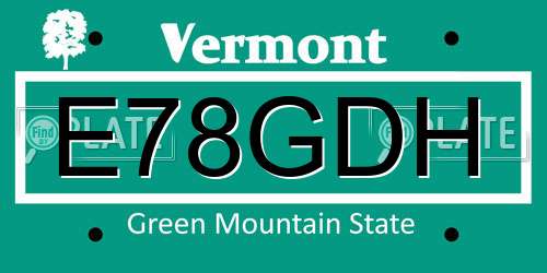 E78GDH Vermont License Plate