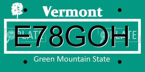 E78GOH Vermont License Plate