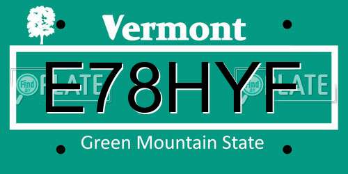 E78HYF Vermont License Plate