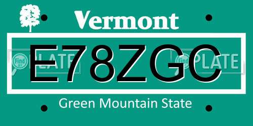E78ZGC Vermont License Plate