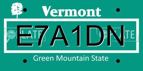 E7A1DN Vermont License Plate