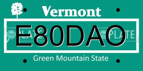 E80DAO Vermont License Plate