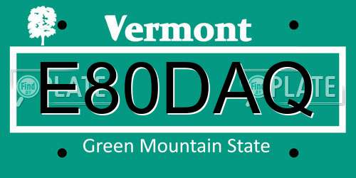 E80DAQ Vermont License Plate