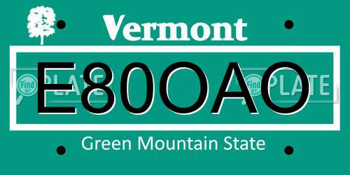 E80OAO Vermont License Plate