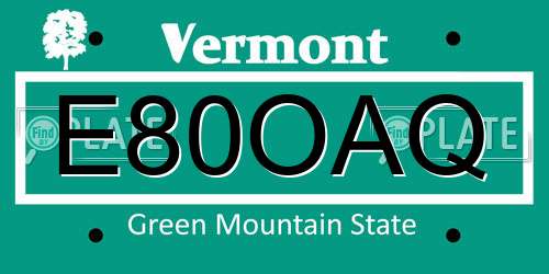 E80OAQ Vermont License Plate