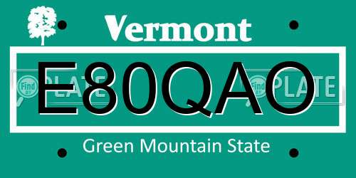 E80QAO Vermont License Plate