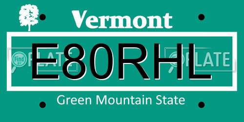 E80RHL Vermont License Plate