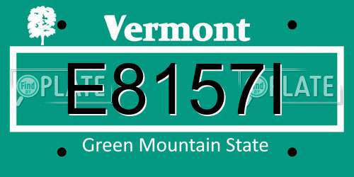 E8157I Vermont License Plate