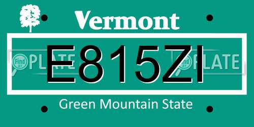 E815ZI Vermont License Plate