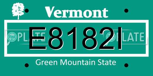 E8182I Vermont License Plate