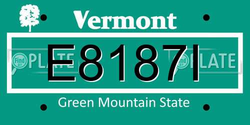 E8187I Vermont License Plate