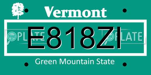 E818ZI Vermont License Plate