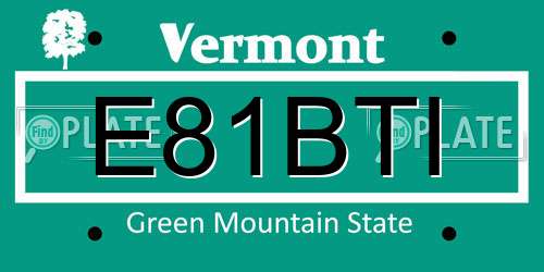 E81BTI Vermont License Plate
