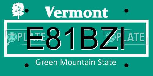 E81BZI Vermont License Plate