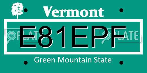 E81EPF Vermont License Plate