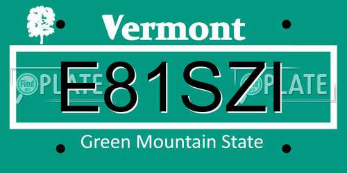 E81SZI Vermont License Plate