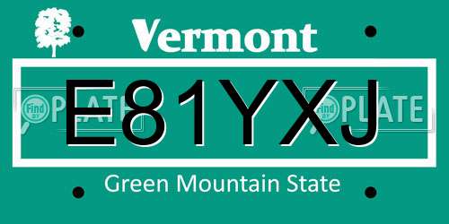 E81YXJ Vermont License Plate