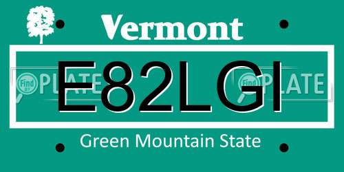 E82LGI Vermont License Plate