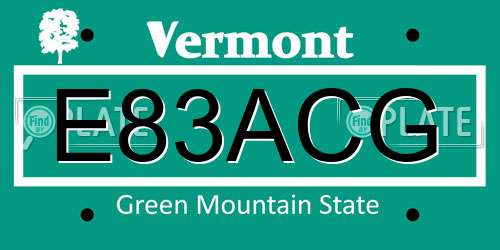 E83ACG Vermont License Plate