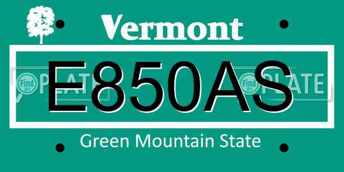 E850AS Vermont License Plate