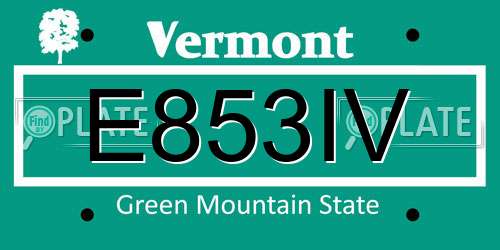 E853IV Vermont License Plate