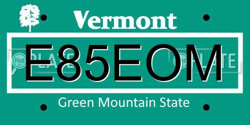 E85EOM Vermont License Plate