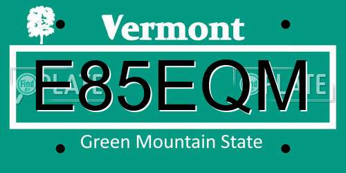 E85EQM Vermont License Plate