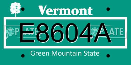 E8604A Vermont License Plate