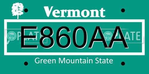 E860AA Vermont License Plate