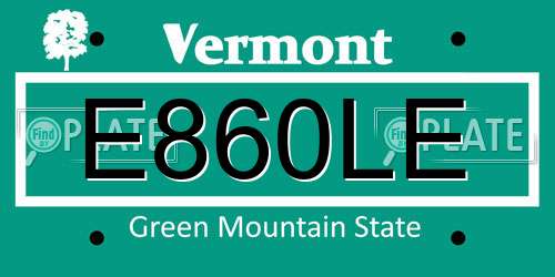 E860LE Vermont License Plate