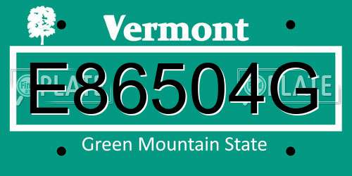 E86504G Vermont License Plate