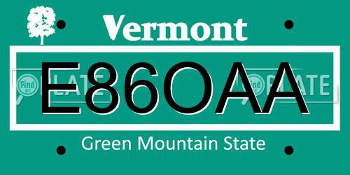 E86OAA Vermont License Plate