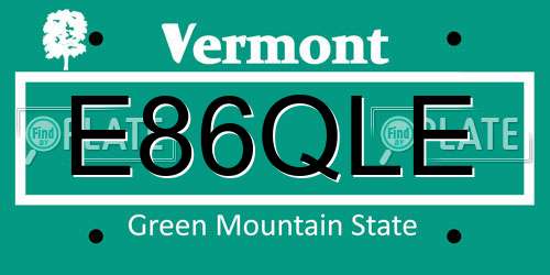 E86QLE Vermont License Plate