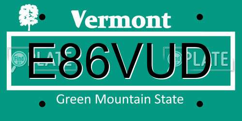 E86VUD Vermont License Plate