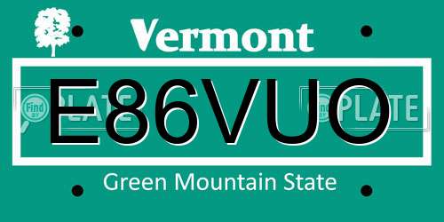 E86VUO Vermont License Plate