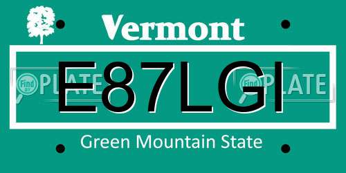 E87LGI Vermont License Plate
