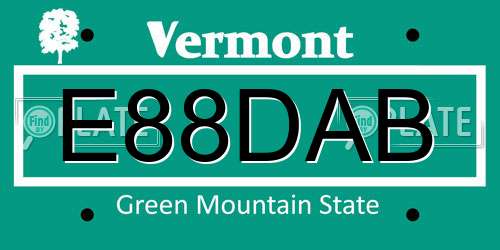E88DAB Vermont License Plate