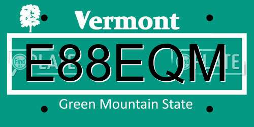 E88EQM Vermont License Plate
