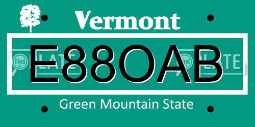 E88OAB Vermont License Plate