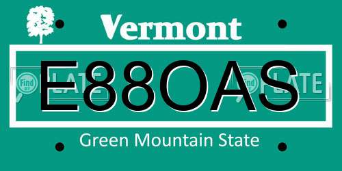 E88OAS Vermont License Plate