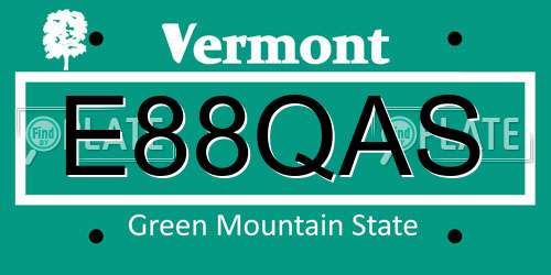 E88QAS Vermont License Plate