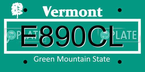 E890CL Vermont License Plate